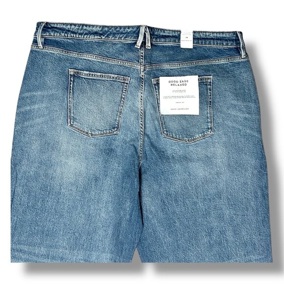 NWT Good American Good Ease Relaxed Jeans 18 Indigo $169 Wide-Leg Normcore - Picture 11 of 16